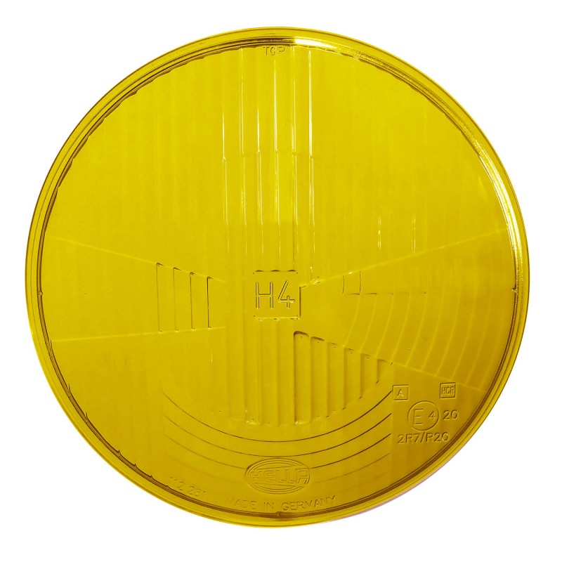 Glace de phare avant HELLA H4 jaune pour Coccinelle 68-, Bay Window, Type 3 4/61-7/73 et 181