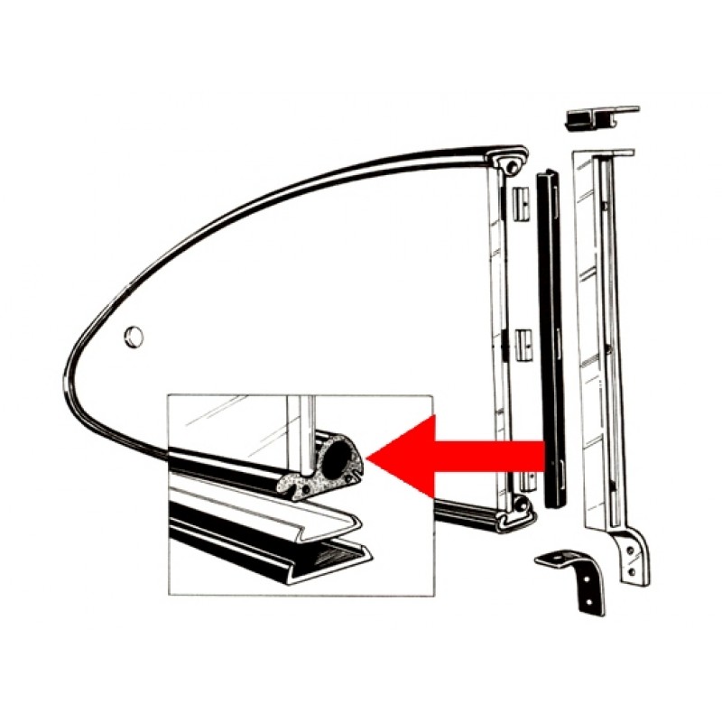 Set de 2 joints de vitres arrières fixes entre vitre et cadre chromé 56-59