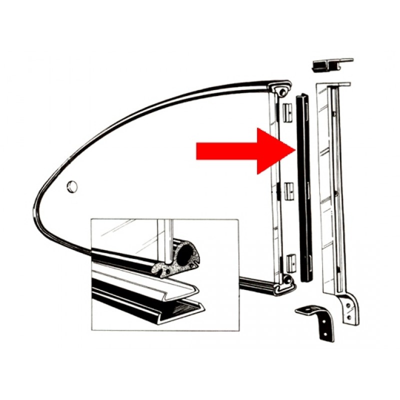 Set de 2 joints verticaux de vitre arrière fixe 56-59 + 72-74