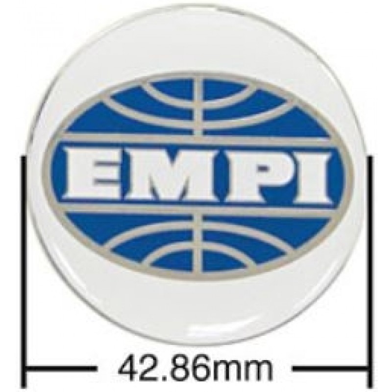 Set de 4 autocollants de caches-moyeux EMPI bleu/blanc (diamètre 43mm)