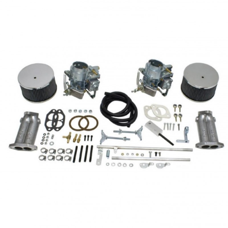 Kit doubles carburateurs EMPI 40mm type Kadron avec tringlerie à pivot central pour moteur T1