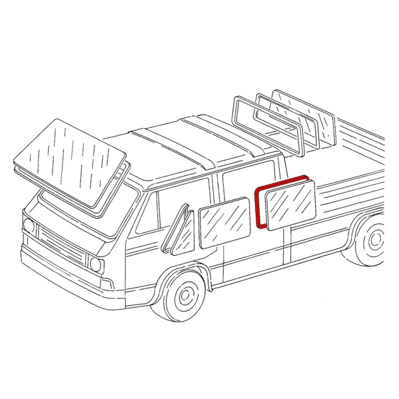 Joint de vitre latérale arrière gauche ou droite de pick-up T25 double cabine