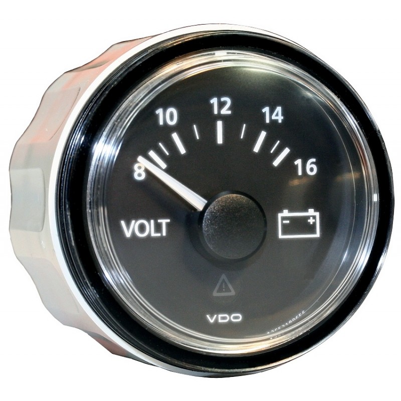 Voltmètre 8-16 volts fond noir