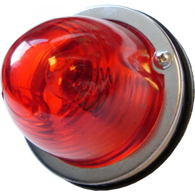 Feu arrière rond glace rouge prévu pour une ampoule double filament (non homologué)
