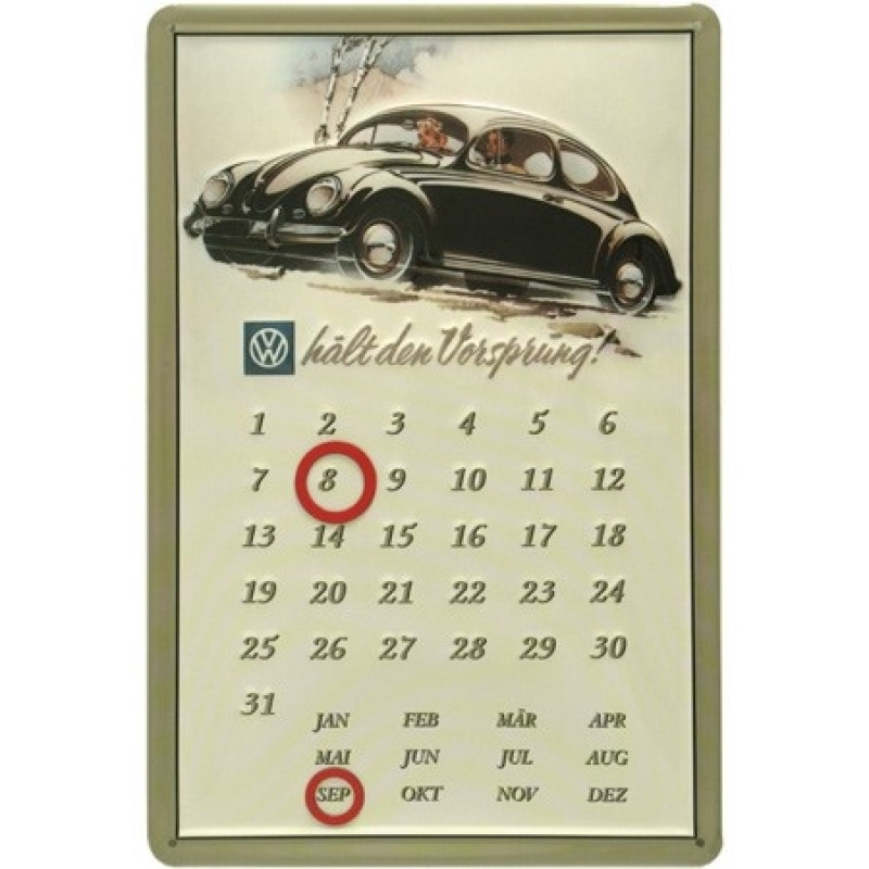 Calendrier perpétuel tôle peinte emboutie VW 