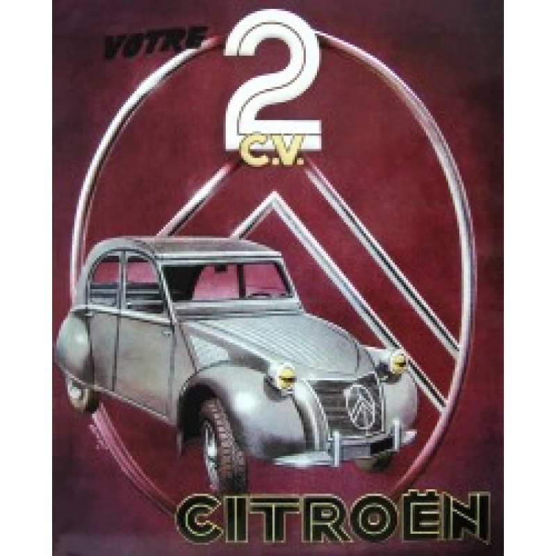 Carte postale métallique 2CV (150x100mm)