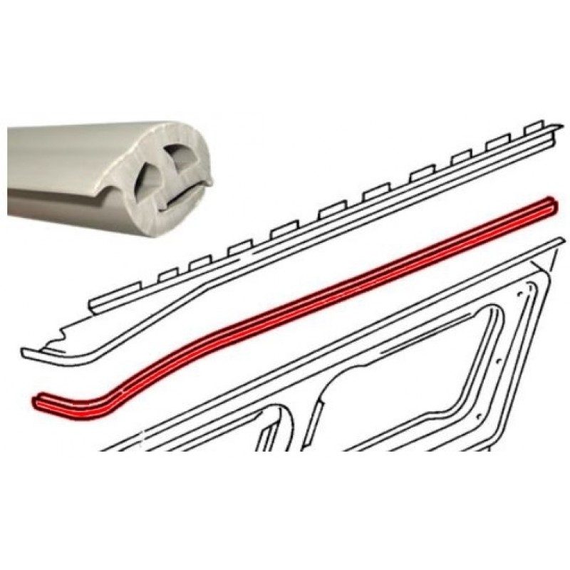 Jonc de finition gris de rail supérieur de porte coulissante T2 68-79 + T25