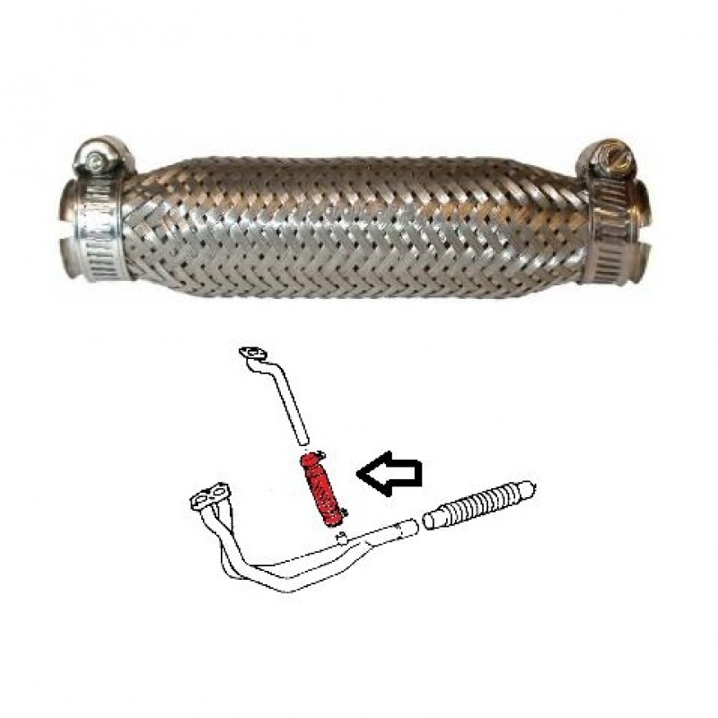 Tube flexible sur collecteur d'échappement pour Golf 1 1100-1300cc 8/79-8/83